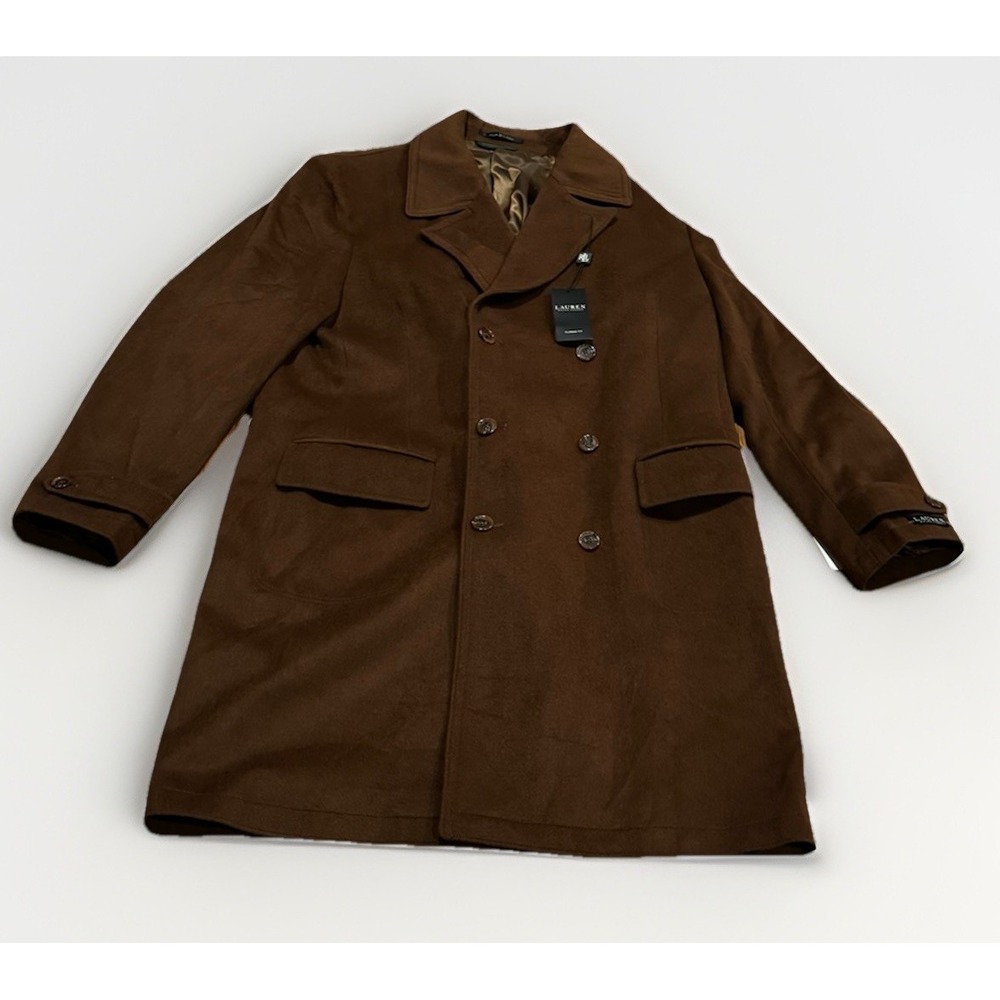 Polo Lauren Ralph Lauren Men's Double Breasted Wool Overcoat Jacket 46L New $300 - Picture 1 of 5